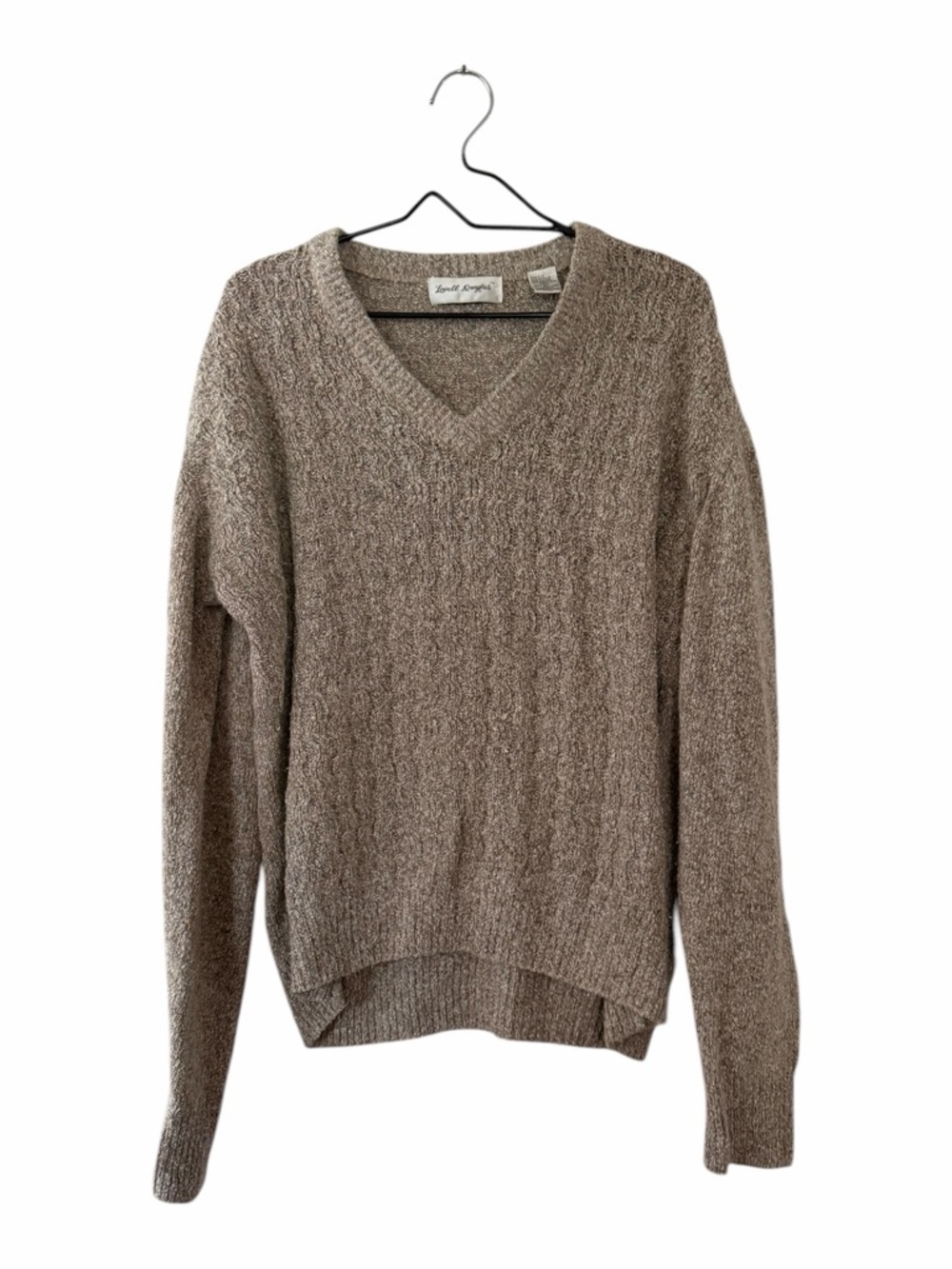 Lowell Dreyfus Tan Silk Angora Rabbit Fur V Neck Sweater Men’s Size XL Vintage